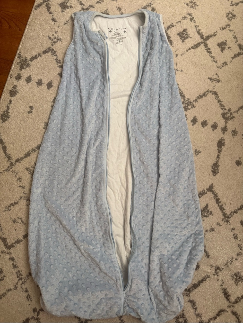Cozy Light Blue Baby Sleep Sack - Zip Front Sleepwear